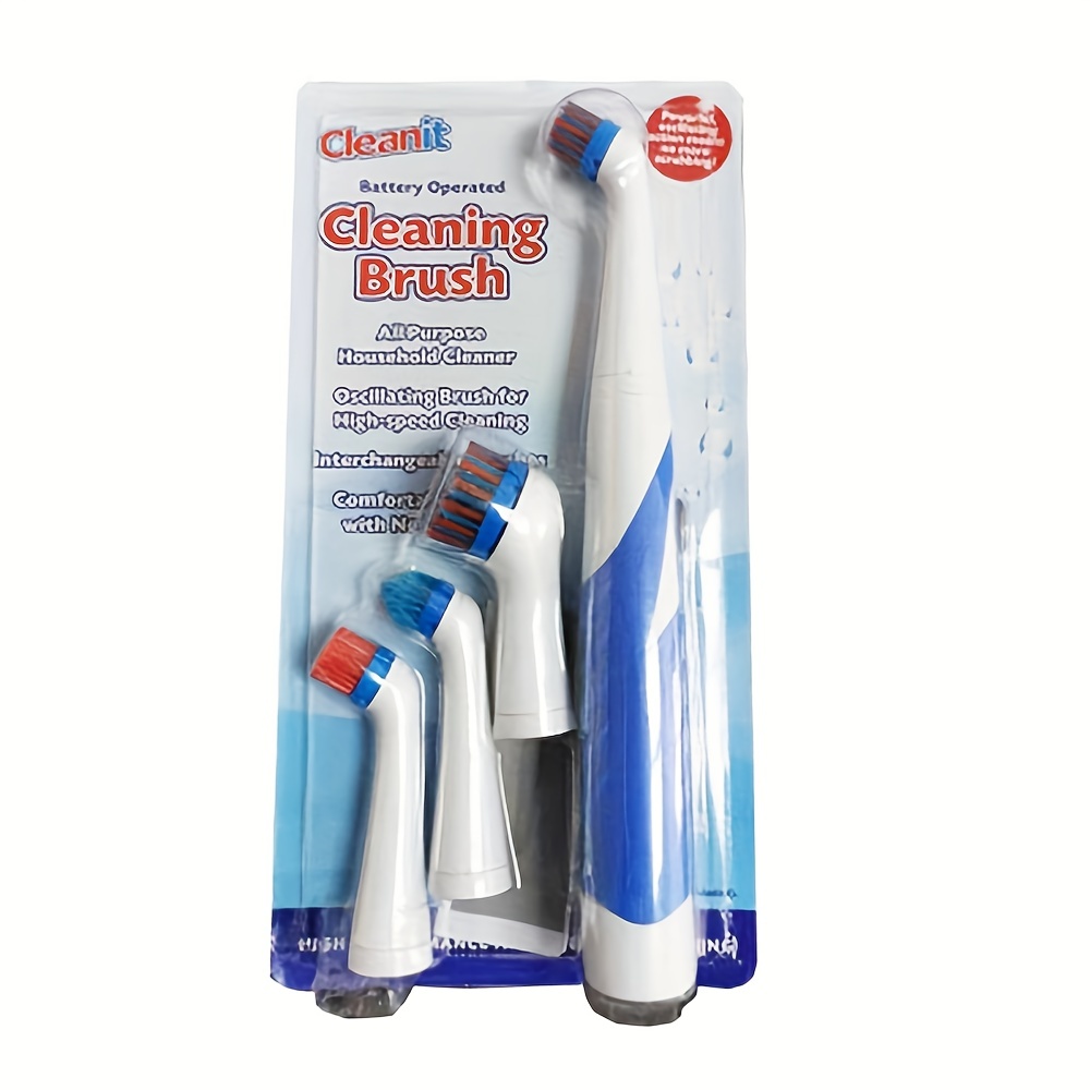 Cleaning brush Sonic Scrubber, Cleaning Tool With 4 Brushes Multifunctional Electric Cleaning Brush Cleaning Supplies: Blue