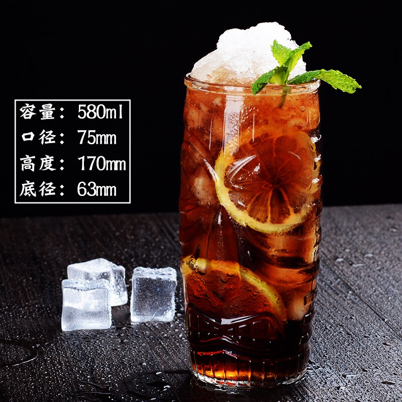 Vaso de cóctel tiki de importación, caras de vidrio, taza de jugo de fruta, taza con de personalidad: 1pcs550ml