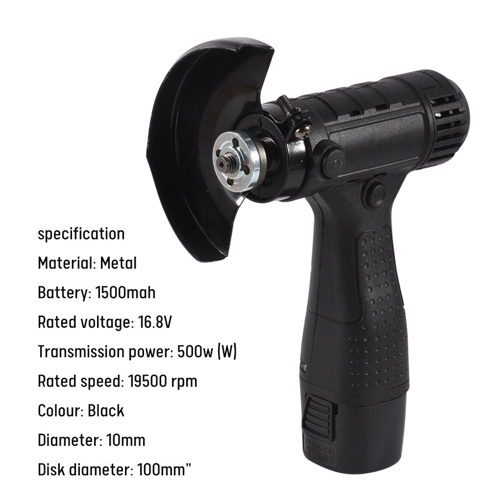 100mm 16.8V Electric Angle Grinder Electric Angle Grinder DIY Woodworking Tools with Two Electric and One Charging Power Tool
