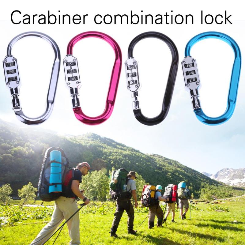 Metal Handy Helmet Lock Combination Outdoor Climbing Gear 3 Digit Code Lock Climbing Carabiner Outdoor Rock
