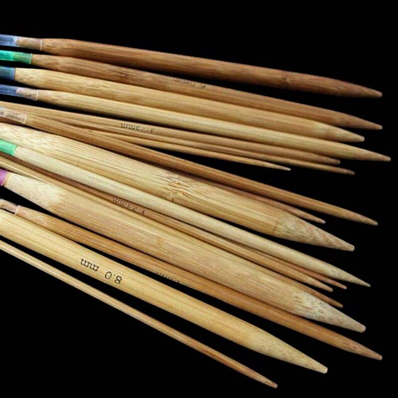 Multicolor tube 18 stuks/set bamboe rondbreinaalden set 40-120cm