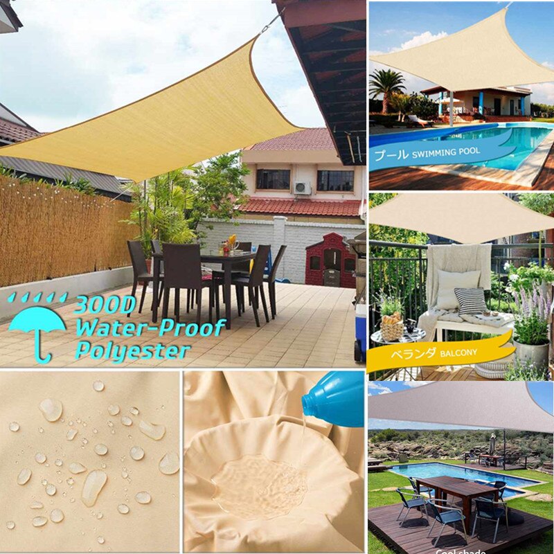 Sun Shade Sail Waterproof Rectangle Sail Shade Canopy for Patio Garden Outdoor Camping and Activities Sun Shelter Sunshade