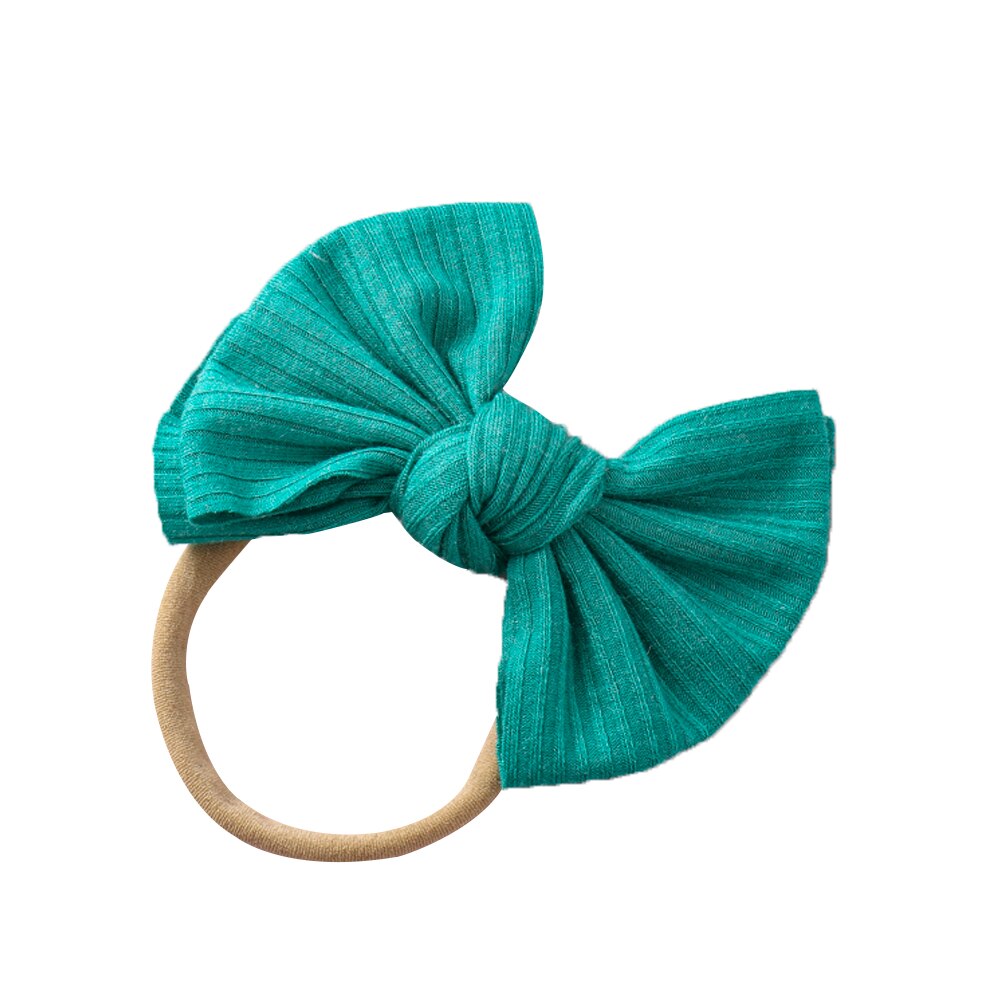 Baby Girls Knitted Ribbed Hair Bows Ties, Lovely Hair Bands Elastics Ponytail Holders Toddler Hair Accessories: Blue