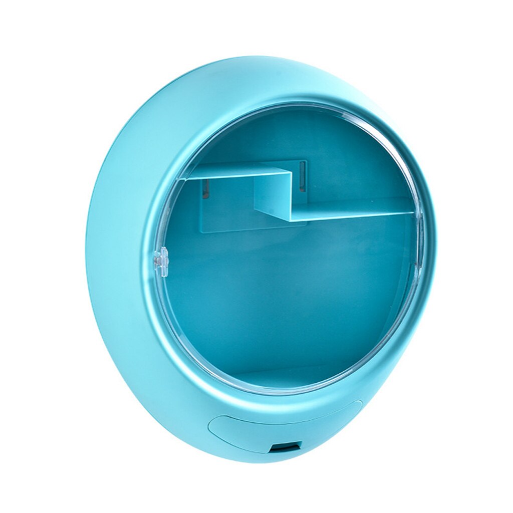 Wall Mounted Makeup Cosmetic Storage Box Cabinets NO PUNCHING SAVE SPACE: Blue