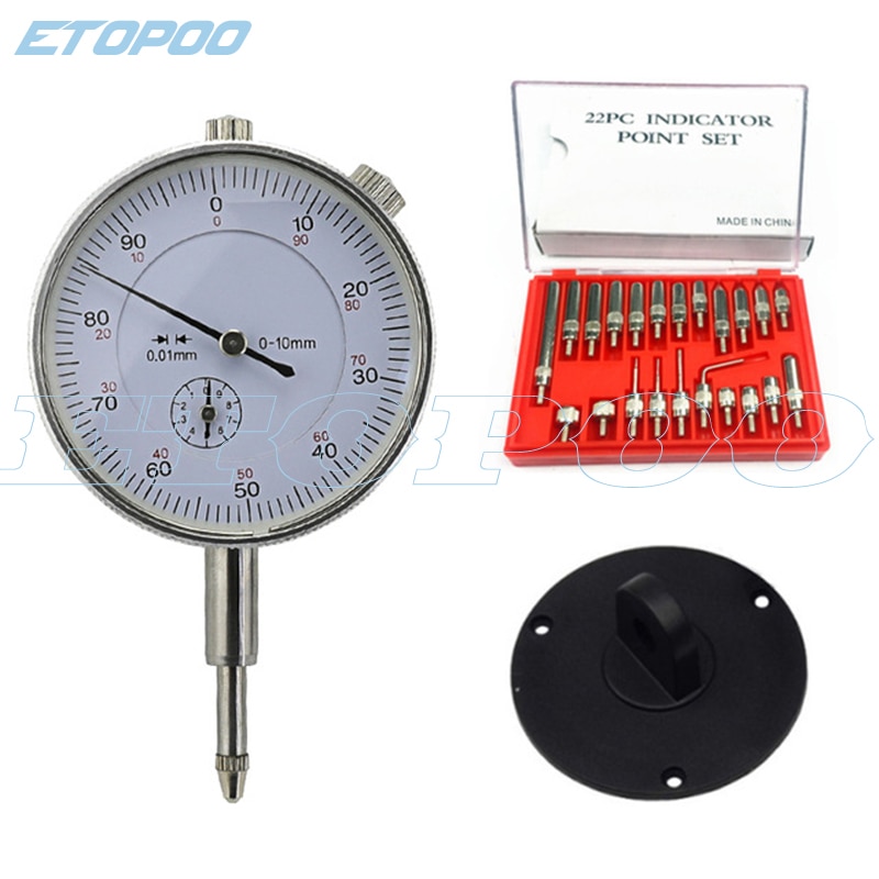 22pcs/set Steel Dial Indicator Point Set M2.5 Thread Tip and 10mm 0.01mm Dial indicator Lug Back Dial Test gauge Indicators