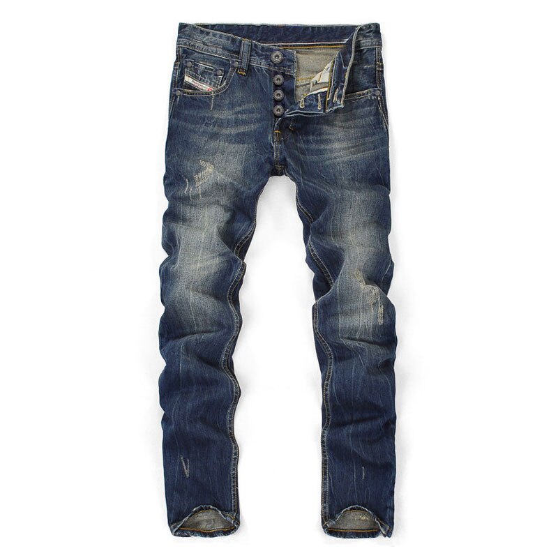 100% Cotton.Newly Men Jeans Blue Color Straight Fit Buttons Long Pants Top Balplein Brand Ripped Jeans Men29-42