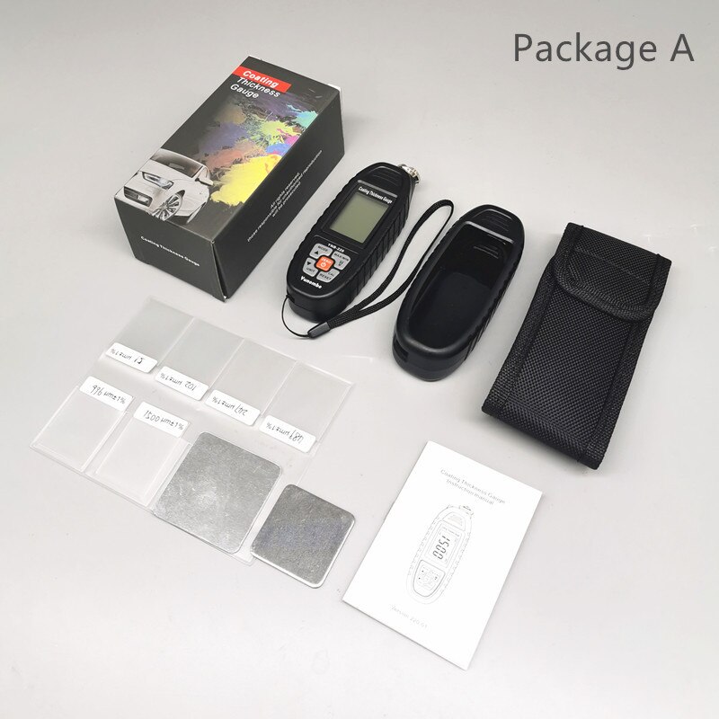Yunomobo – jauge d'épaisseur de peinture de voiture, lumière LED, testeur d'épaisseur de revêtement de Zinc en métal, Fe &amp; NFe &amp; Fe + Zn: YNB-220 Package A