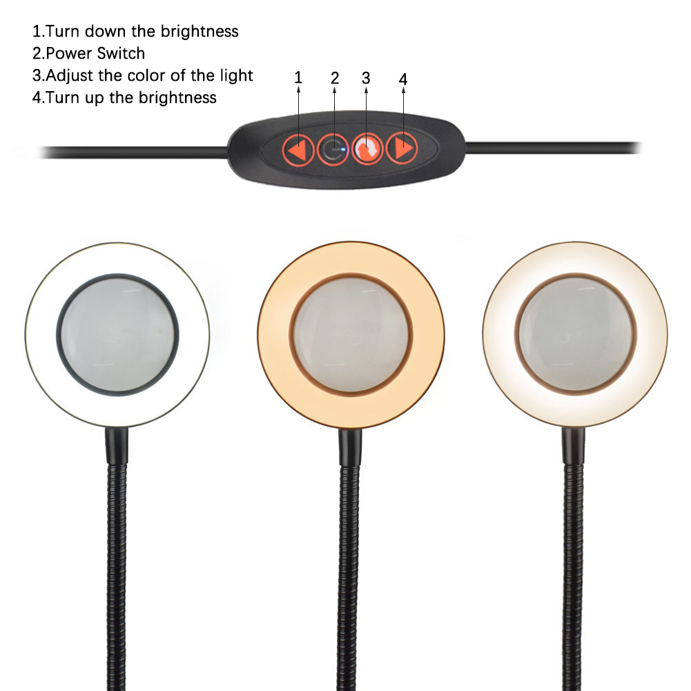 LED 3X Magnifier Bench Vise Table Clamp Soldering Helping Hand Soldering Station USB Interface Flexible Arms Third Hand Tool