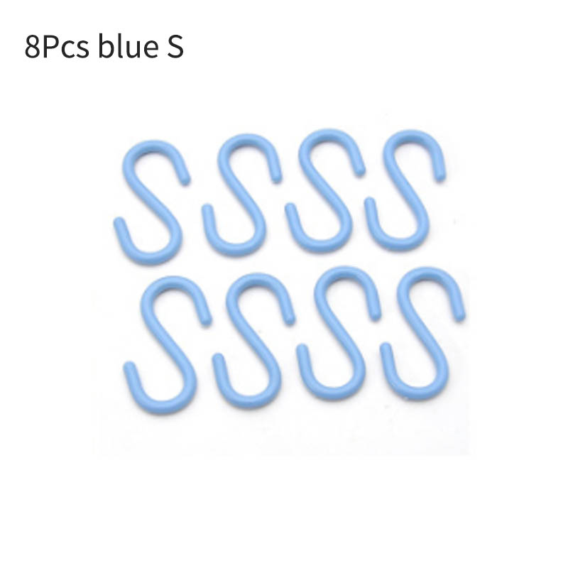 S Shape Kitchen Hooks 4Pcs/8Pcs Baby Stroller Hanger Plastic Clothing Rack Portable Durable Home Organizer Multi-purpose: 8Pcs blue S