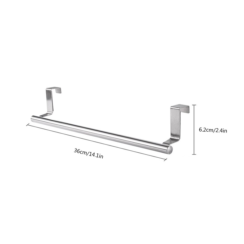 Stainless Steel Bathroom Kitchen Cabinet Towel Rag Rack Shelf Hanger Hanger Door Towel Rack Towel Bar Bathroom Hardware: Chrome 36x6.2cm