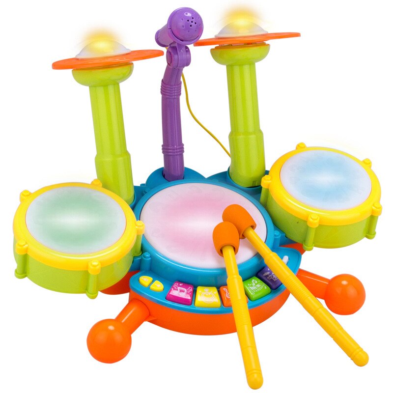 Electric Light Music Microphone Jazz Drum Set Drum Kit Baby Educational Music Knock Percussion Instrument