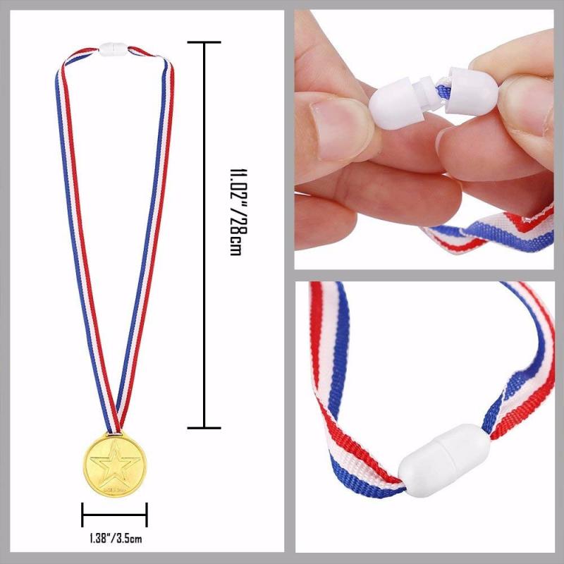 Gold Plastic Childrens Winners Medals Sports Day Winner Party Bag Awards for Kid， Party Bag Prize Awards Toys For Kids Party