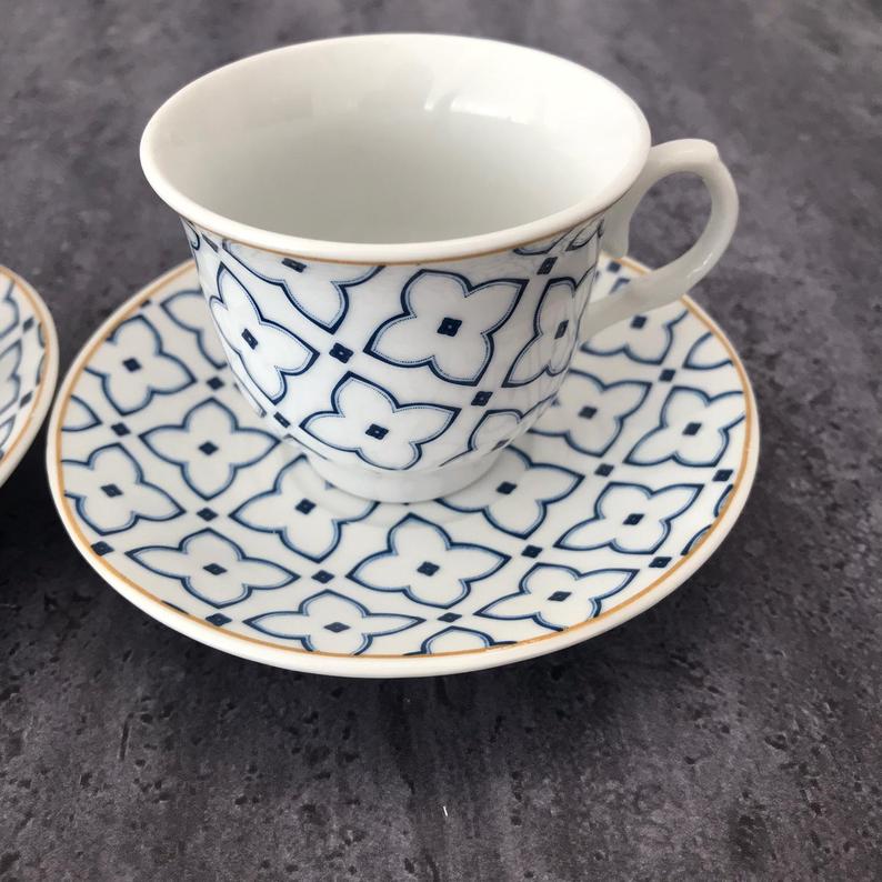 Set Van 2 Turkse Koffie Porseleinen Kopjes Traditionele Keramische Koffie Mokken Beste Home Decor Demistasse Espresso Türk Kahvesi: FLORAL-3 (2 pcs)