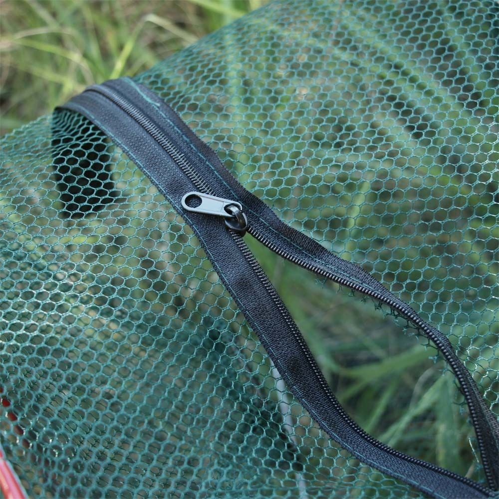 Portable Foldable Zipper Desig Nylon Mesh Shrimp Trap Cage for Crayfish Crab Lobster Fishing Tackle Fish Net