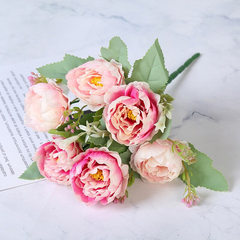 1 st/europa cupid 6 liten pion konstgjord blomma heminredning bröllop sovrum vardagsrum dekoration: 4