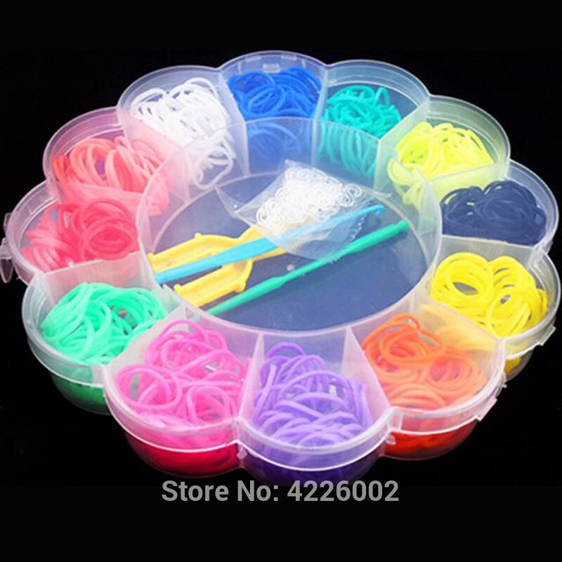 600 Uds bandas coloridas de goma para telar tejido elástico hacer pulsera herramienta DIY set Kit caja niñas niños juguetes para niños 8 10 año