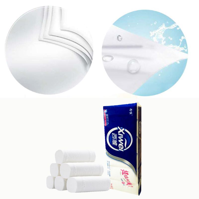 12 rollos de papel higiénico, 4 capas de papel de baño para el hogar suave