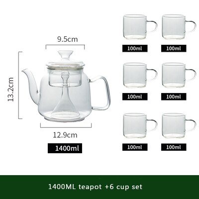 700/1400ml stor kapacitet glas te gryde kog te ware glas dampende tekande gaskomfur varmebestandig glas gryde vand kedel: 1400ml tilsæt 6 kop