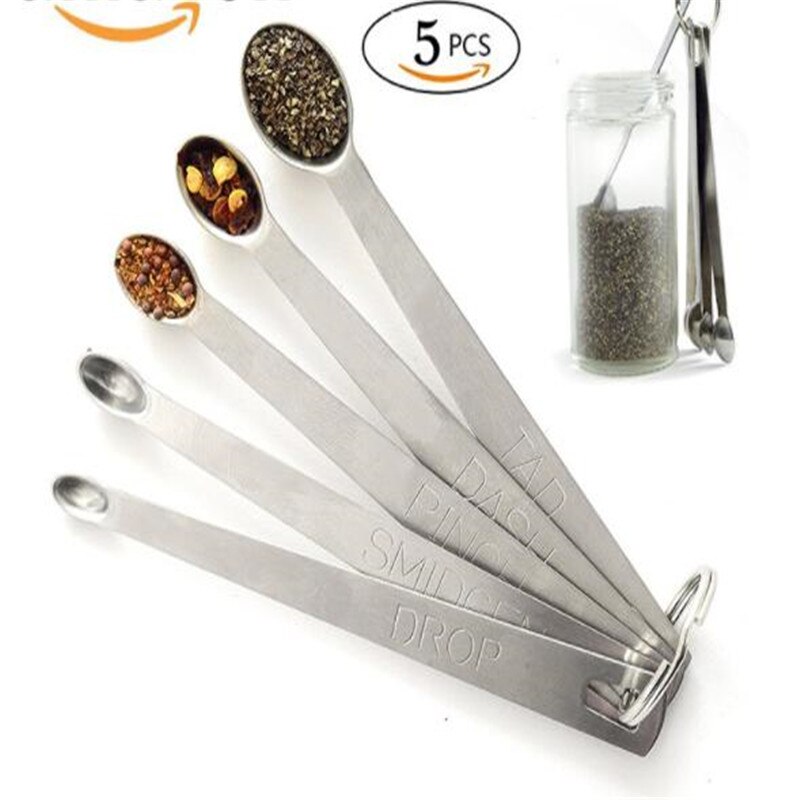 5 teile/satz Edelstahl Messlöffel Backen Utensilien einstellen Löffel Tasse Küche Messbecher Und Löffel Backen Utensilien