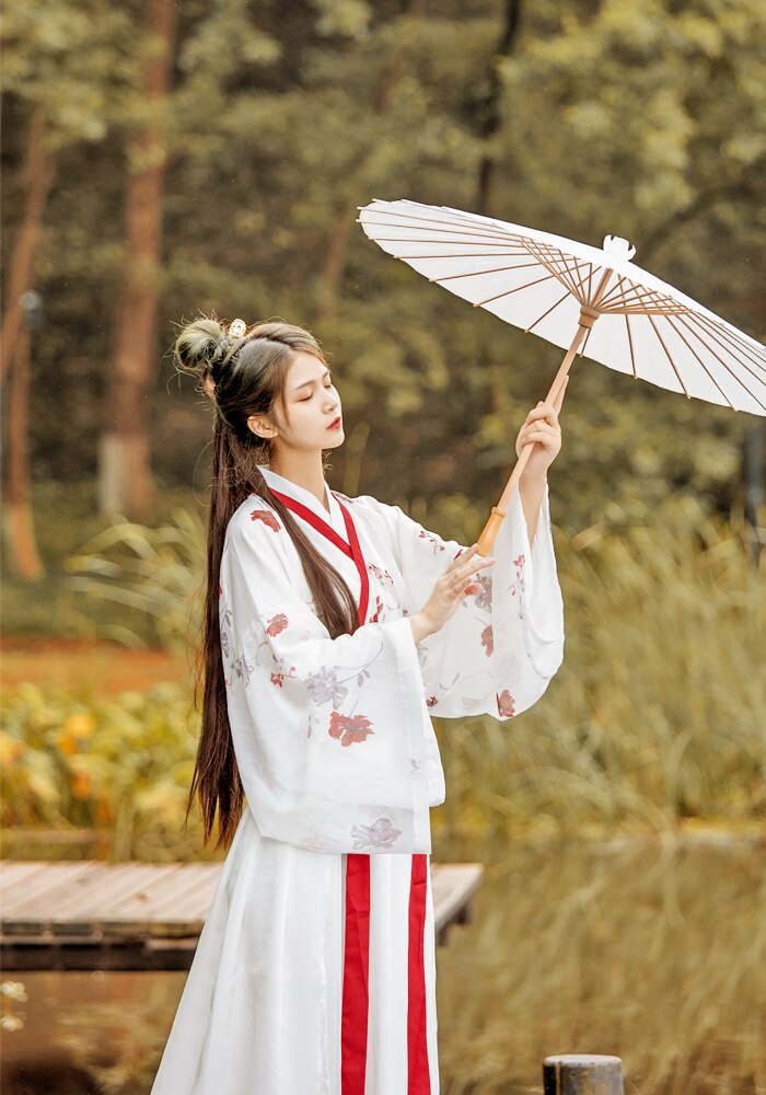 Valkoinen keiju muinainen hanfu mekko perinteinen kiinalainen tanssi puvut kirjailtu folk tang puku esiintymisvaatteet