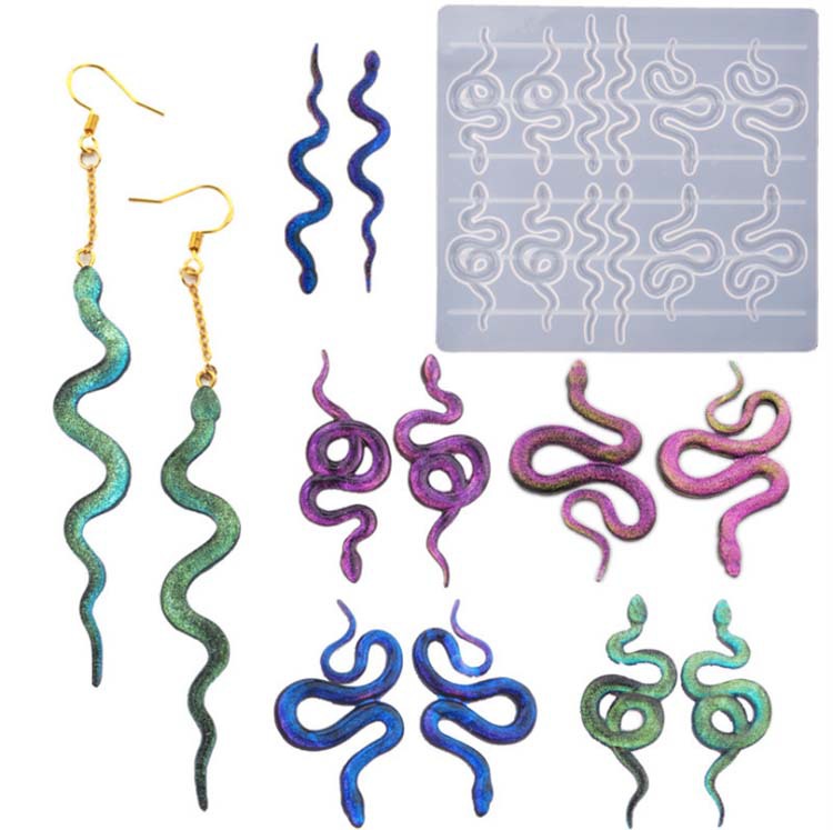 Molde de resina de silicona con forma de cabeza de serpiente para niñas, accesorios para llaveros, manualidades, de navidad