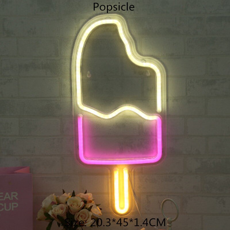 LED Neon Licht met Lampjes Sexy Teken Ijs Neon Geel Cool Licht Kerst Partij Bar Winkel Art wanddecoratie
