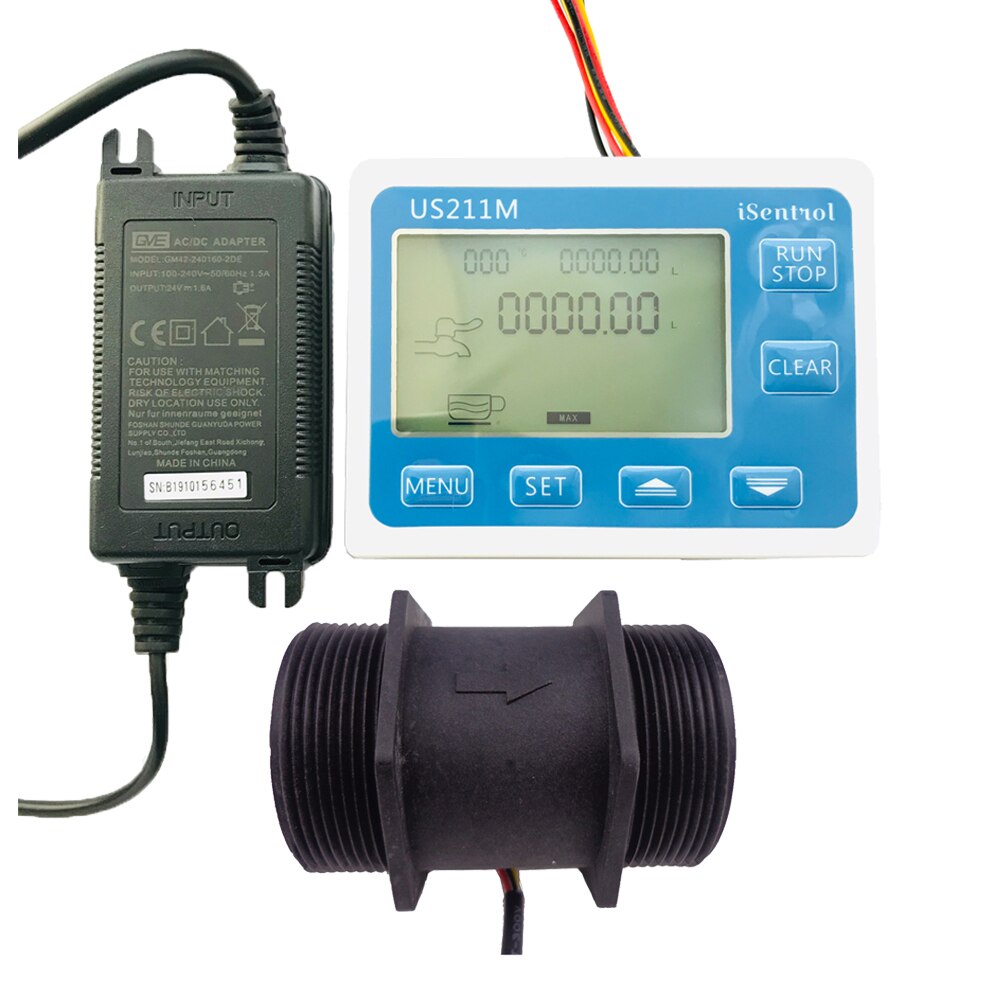 US211M Digitale Flow Meter & USN-HS20TA PA66 Nylon En Fibre Glas Hall Flow Sensor Meting 14-300L/Minbspp G2 "dijiang Saier