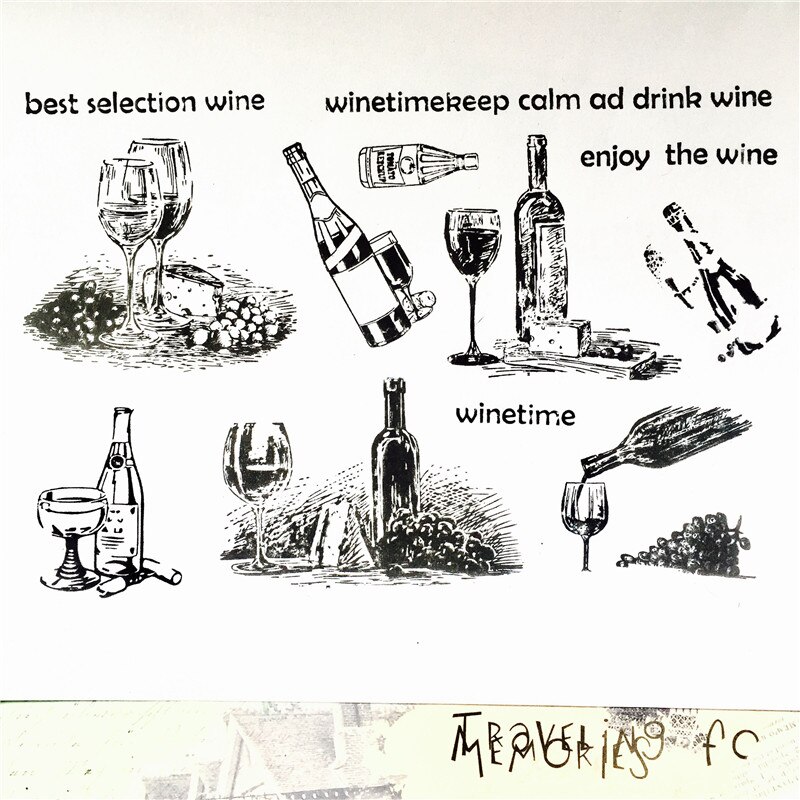 Wijn fles Siliconen Clear Postzegels voor Scrapbooking DIY Album Card Decoratie Embossing Map Craft Rubber Stempel Mallen