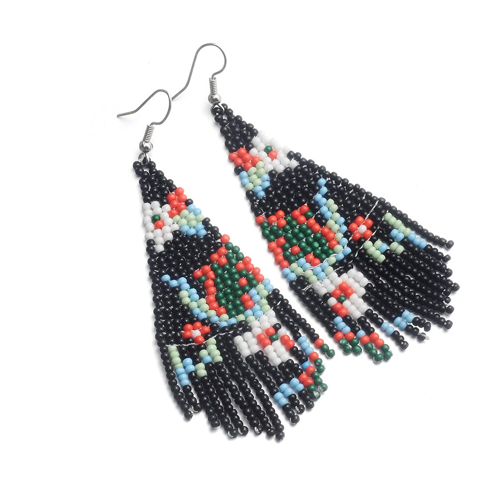 Bijuterii etnice cercei boho cu ciucuri femei boeme ciucuri lungi mărgele de semințe bijuterii franjuri lucrate manual pentru femei: Culoarea 5