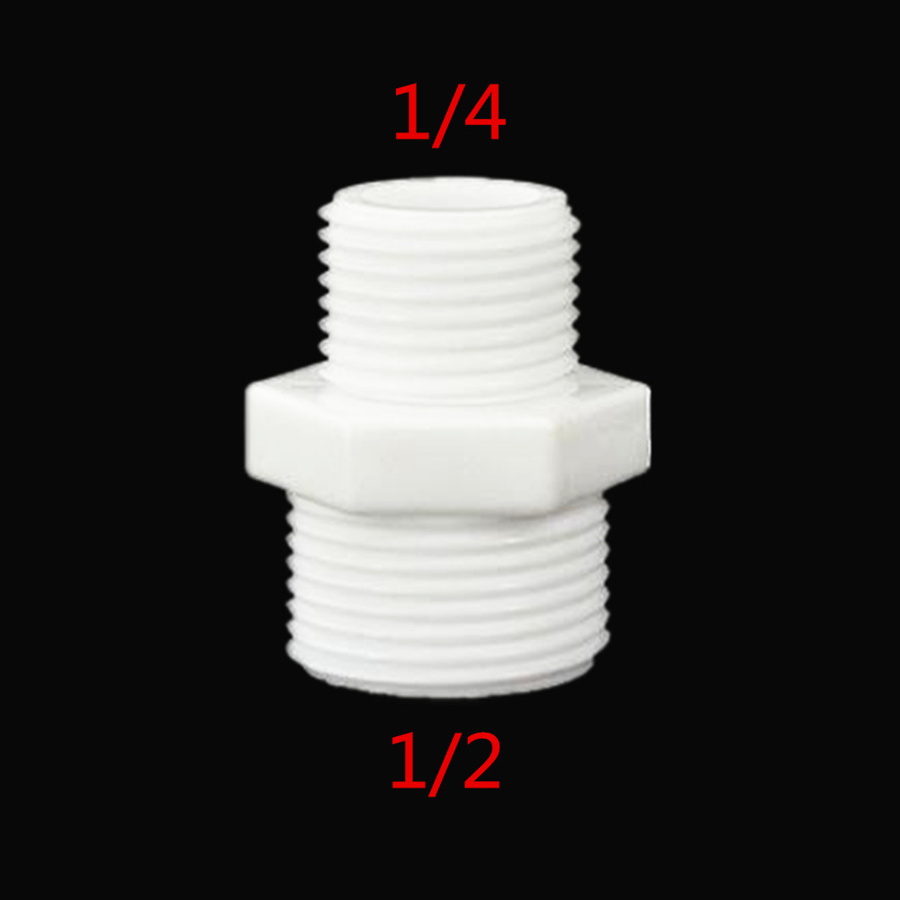 Plastikowa rurka złączka pneumatyczna 1/8 "1/4" 3/8 "1/2" 3/4 "1" BSP mężczyzna X mężczyzna zmień nypel sześciokątny złącze rury łącznik adaptera: 02-04