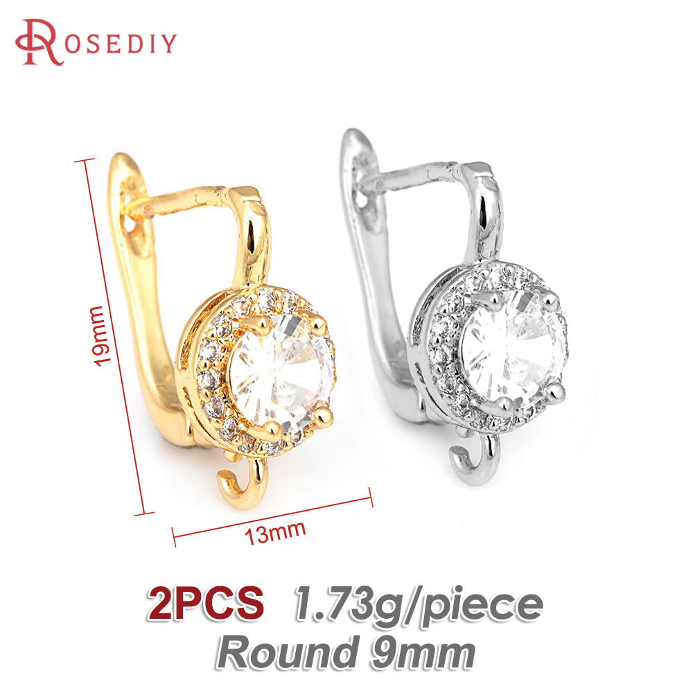 Pasador de latón y circón de Color dorado de 18K para mujer, suministros de fabricación de joyas Diy, accesorios para pendientes
