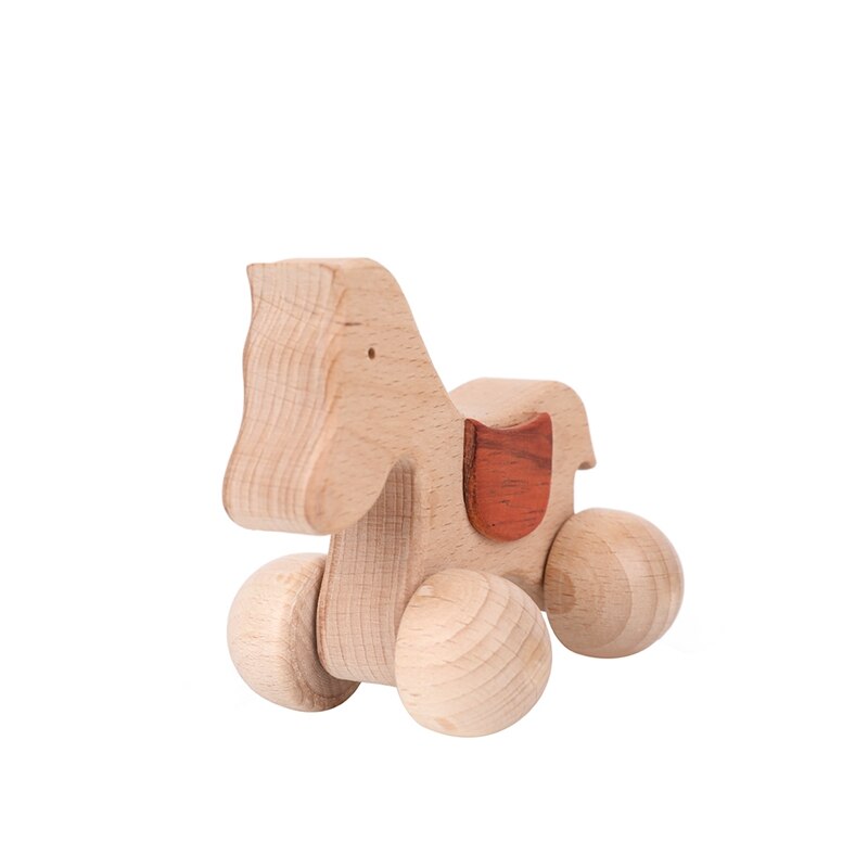 1Pc Leuke Baby Speelgoed Beuken Houten Dieren Honden Auto Cartoon Olifanten Montessori Speelgoed Voor Kinderen Tandjes Verpleging Baby Bijtringen: Baby toys2