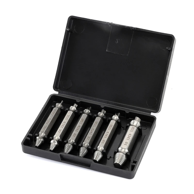 6pc HSS Extractor Doppel Kopf Schraube Rutsche Zahn Entfernung Schraubendreher Schraubendreher Bit Gebrochenen Draht Werkzeug Set: Default Title