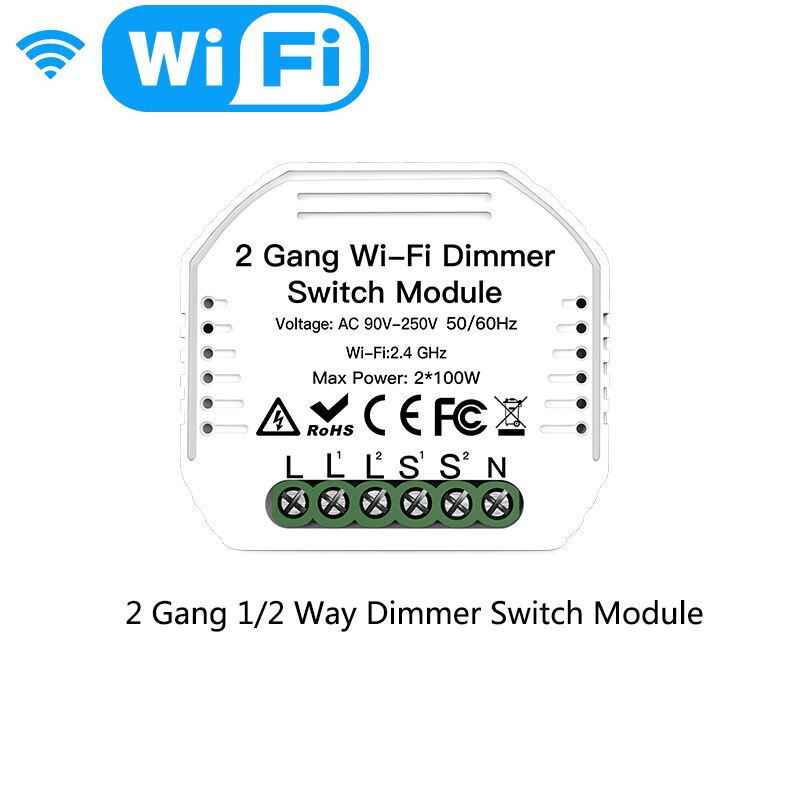 Moes Smart Zigbee Wifi Schakelaar Module Dimmer Gordijn Switch Smart Leven App Afstandsbediening Alexa Google Thuis Voice Controle: WiFi 2 Gang Dimmer