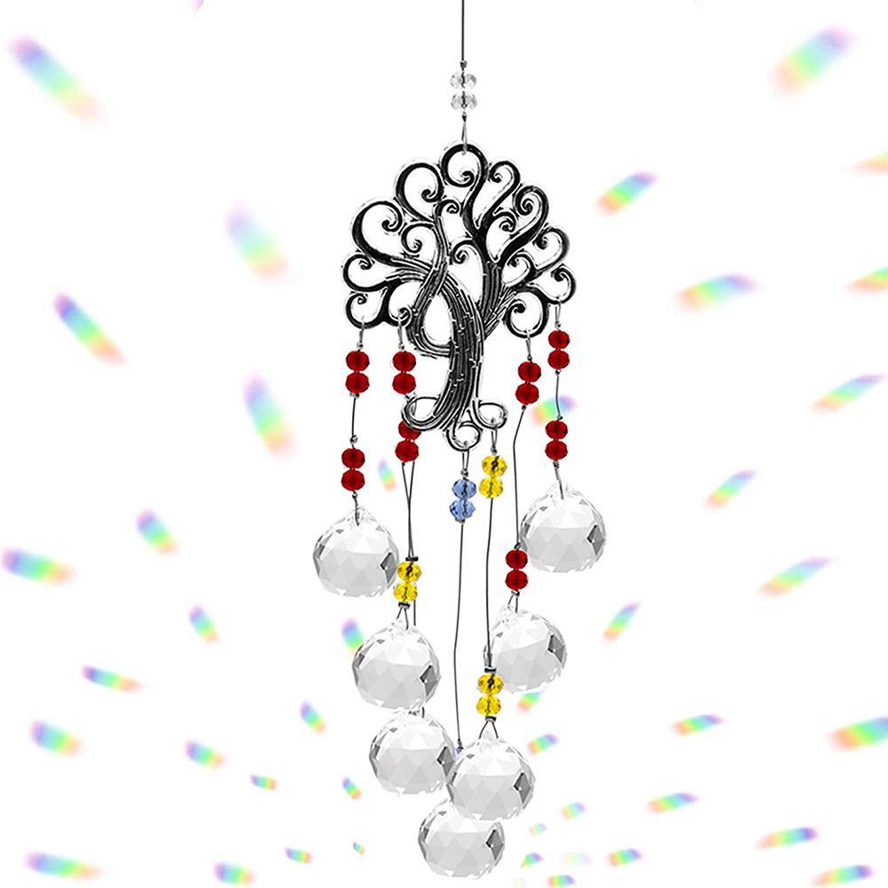 Hanging Crystal Dream Catcher Rainbow Prism, Crystal Wind Chimes Tree Of Life Garden Decoration Colibri Decoration Garden Bell