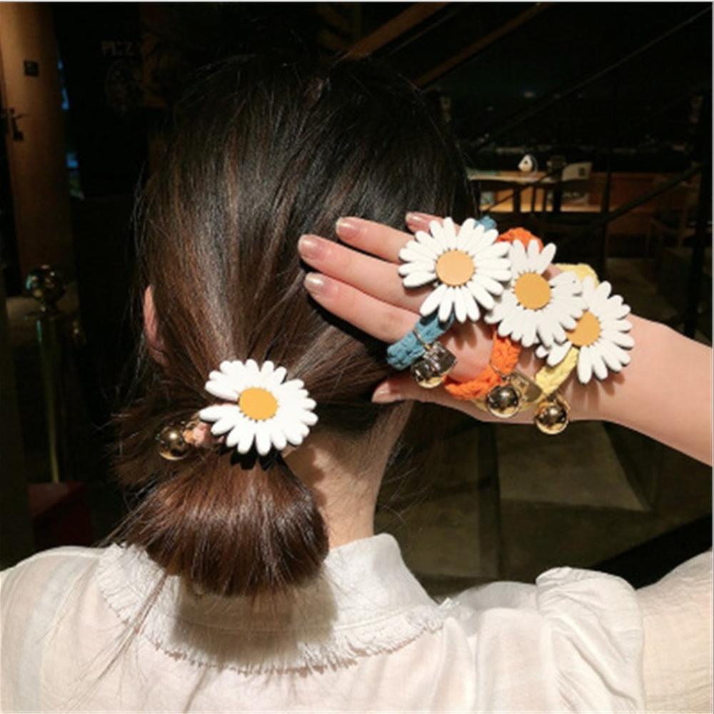 ¡Novedad de primavera y verano! Diadema de goma elástica coreana con de margaritas y flores, diademas de goma para el pelo, diadema para mujer