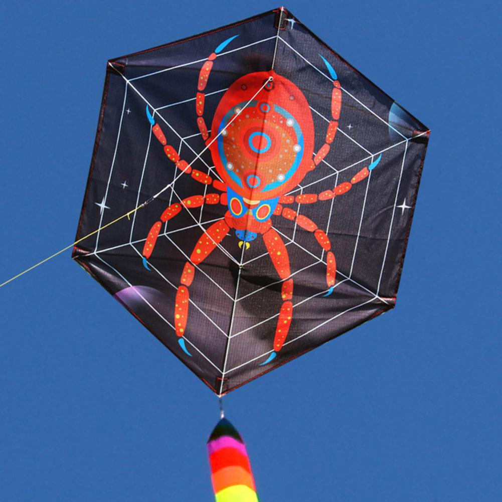 Nützlicher, sechseckiger drachen mit spinnenmuster für den außenbereich, windbeständiges spinnennetz