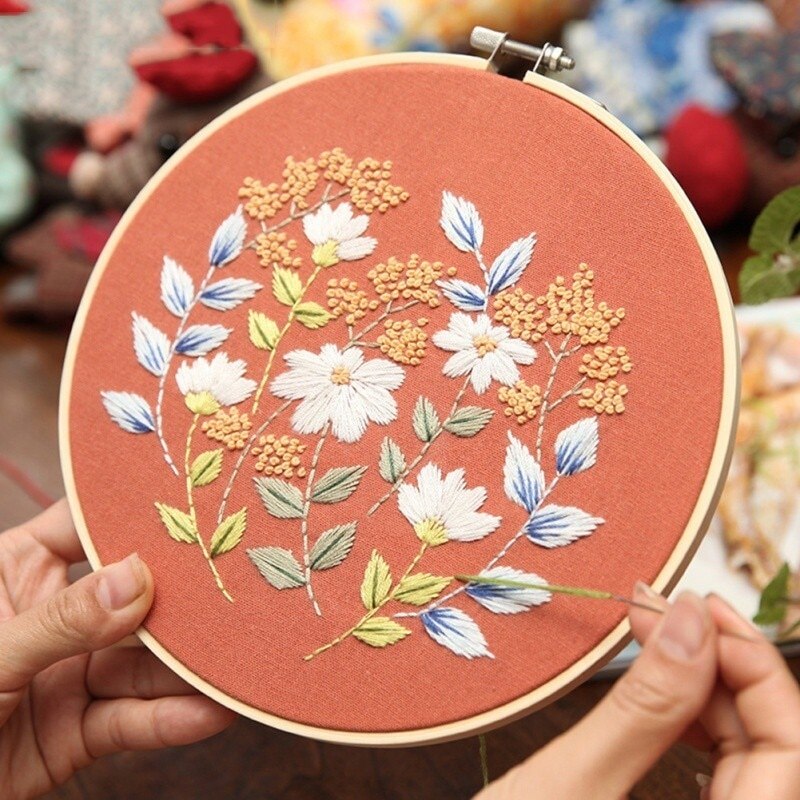 Simple DIY Embroidery Traning Beginner Sticking Drill Cross Simple Needlework Painting Flower Craft Art Practice Kits
