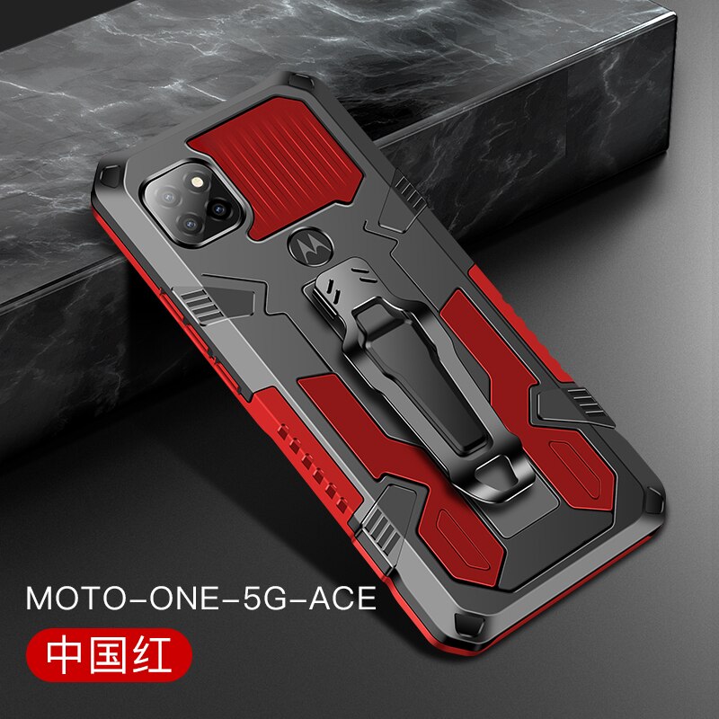 Rüstung Fall Für Moto Eine 5G Ace Fall Stoßfest Gürtel Clip Holster Abdeckung Für Motorola Moto G 5G fundas Moto G5g Eine 5G Ace 6.7&#39;&#39;: for Moto One 5G Ace / Rot