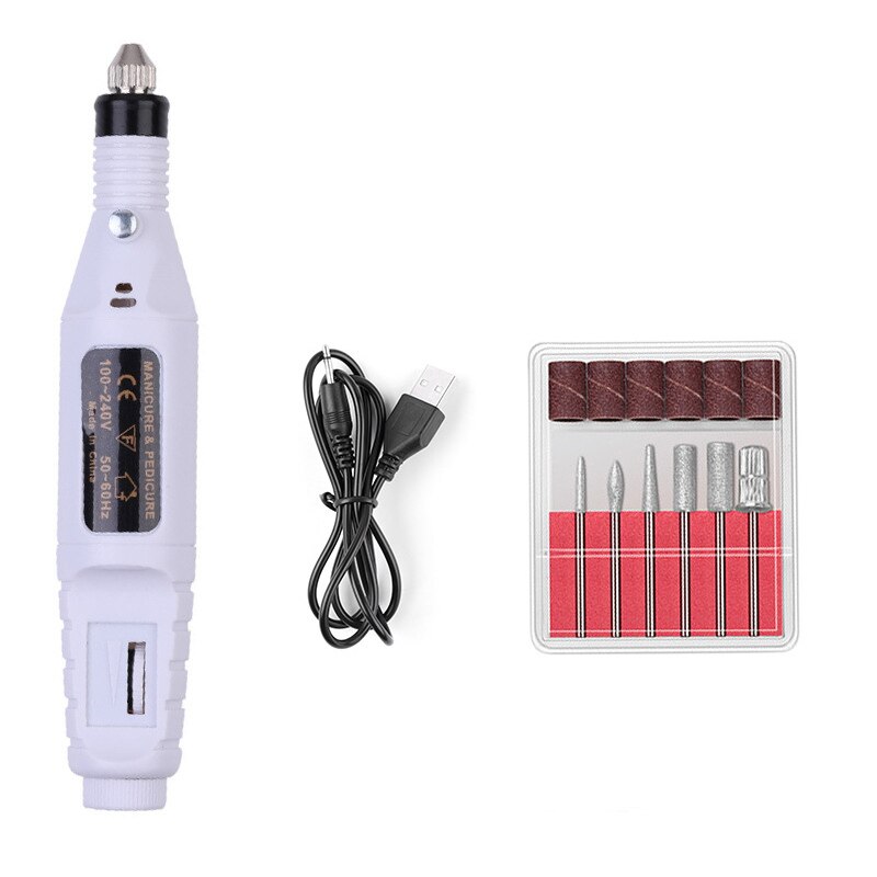 1 Set Electric Nail Drill Machine Manicure Machine Pedicure Drill Set Ceramic Nail File Nail Drill Equipment Tools: B white