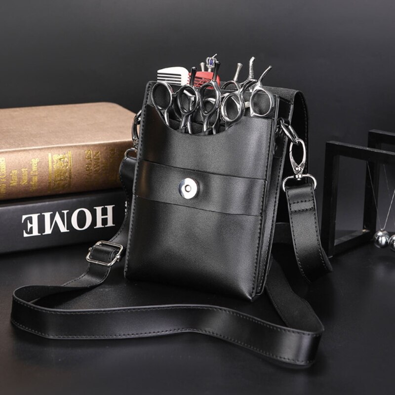 Professionele Kapper Schaar Tas Met Schouderriem Draagbare Faux Leer Haar Kam Houder Pouch Case Taille Pack