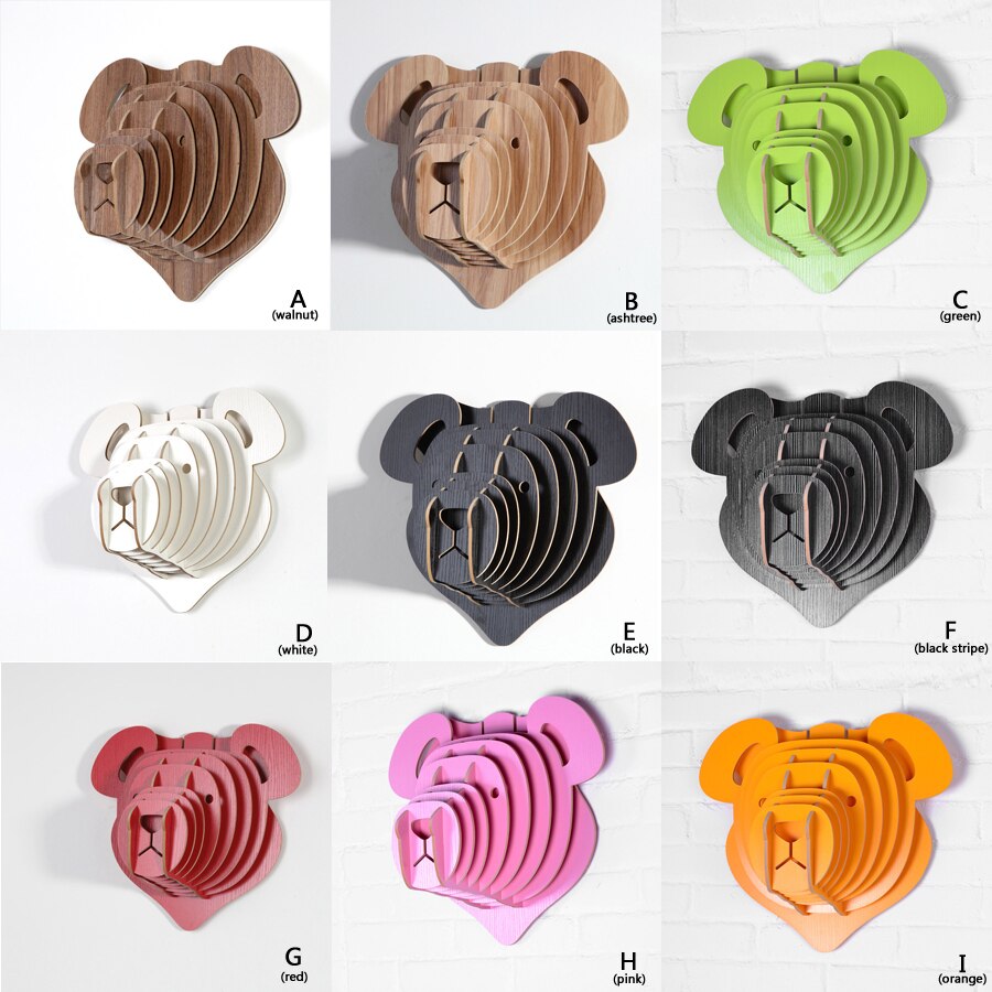 Big 36x40x22cm White Teddy Bear Wall Hanging Craft DIY 3D Puzzle Wood Animal Craft For Home Decoration Polar Bear Animal Head