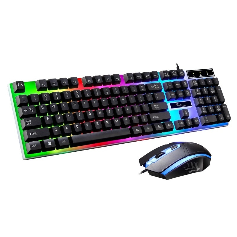 Gaming Keyboard Suspension Caps Wired Keyboard Mouse Set LED Backlit Keyboard Set Gaming Mouse Set For PC/Laptop Gamer Officer
