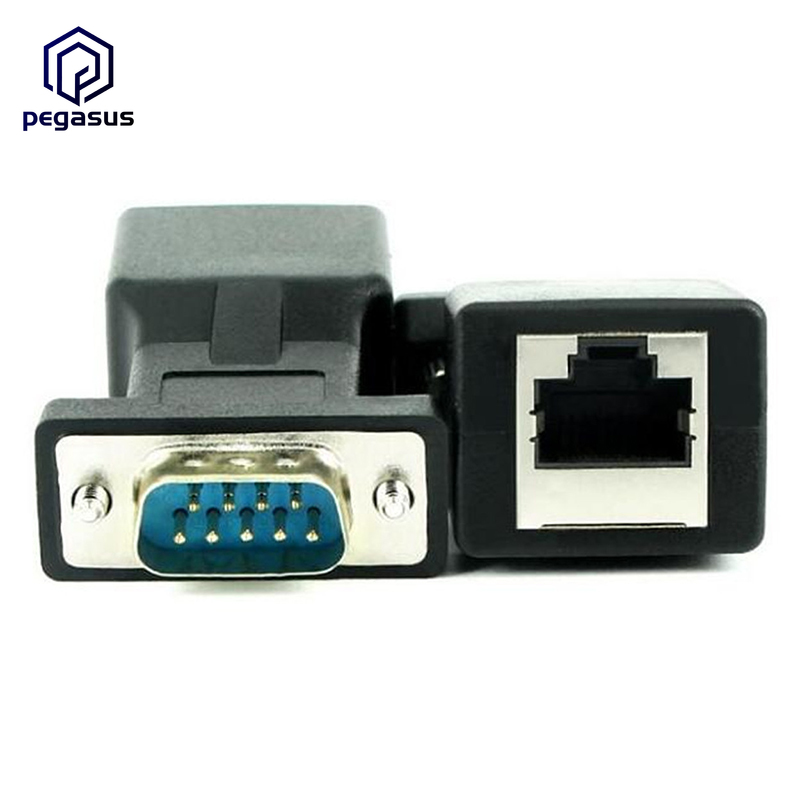DB9 RS232 Female/Male to RJ45 Network Adapter COM Port to Cat5e/6 LAN Ethernet Port Converter: DB9 Male