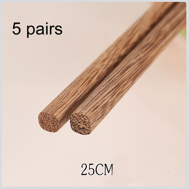 BalleenShiny 5 par chińskich naturalne drewniane bambusowe pałeczki bez lakieru bez wosku zdrowe jedzenie naczynia Sushi siekać kije Tablewrae: A