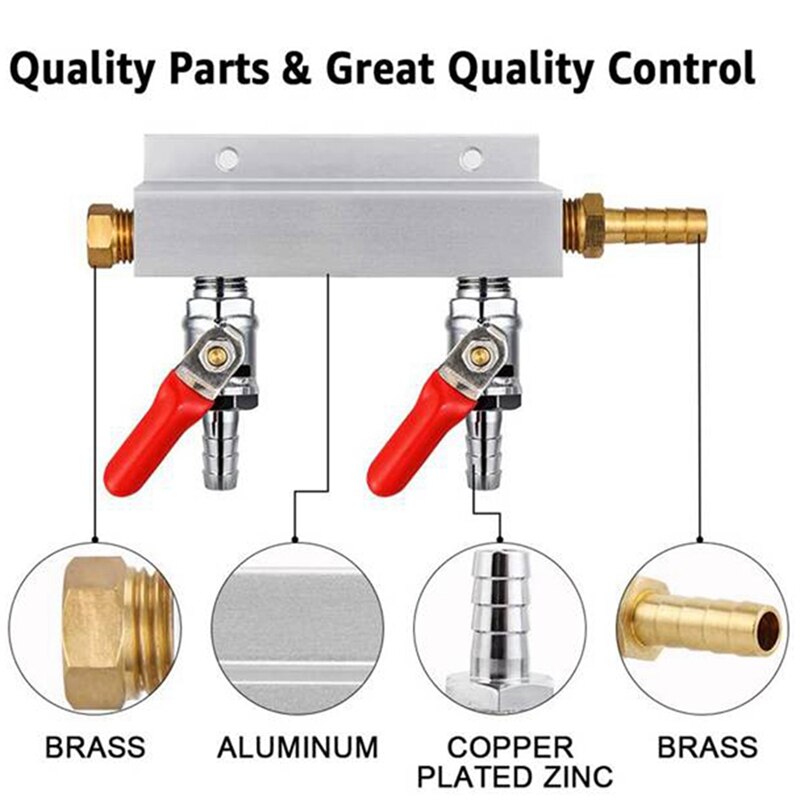 CO2 Air Distribution Manifold Splitter Draft Beer Barrel With Check Valve Homemade Beer Brewing Tool