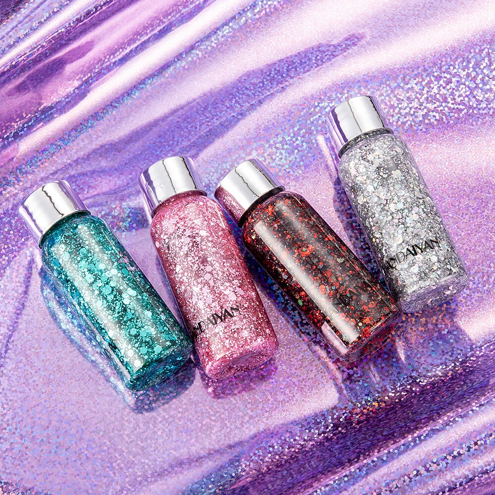 Sirena-Lentejuelas gruesas, purpurina líquida, sombra de ojos, Gel corporal brillante