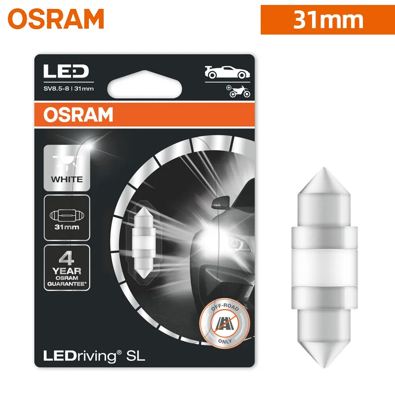 OSRAM LED Festoon 31mm 36mm 41mm C5W Fest LEDriving SL Advance Car 6000K lámpara de luz blanca puerta Interior leer bombilla para matrícula: Rojo