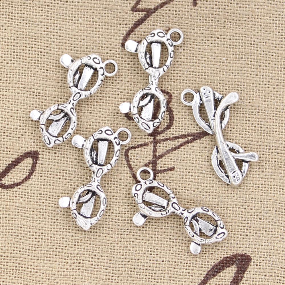 30 stuks bedels zonnebrillen 21 x 10mm antieke zilveren vergulde hangers om zelf handgemaakte tibetaanse zilveren sieraden te maken