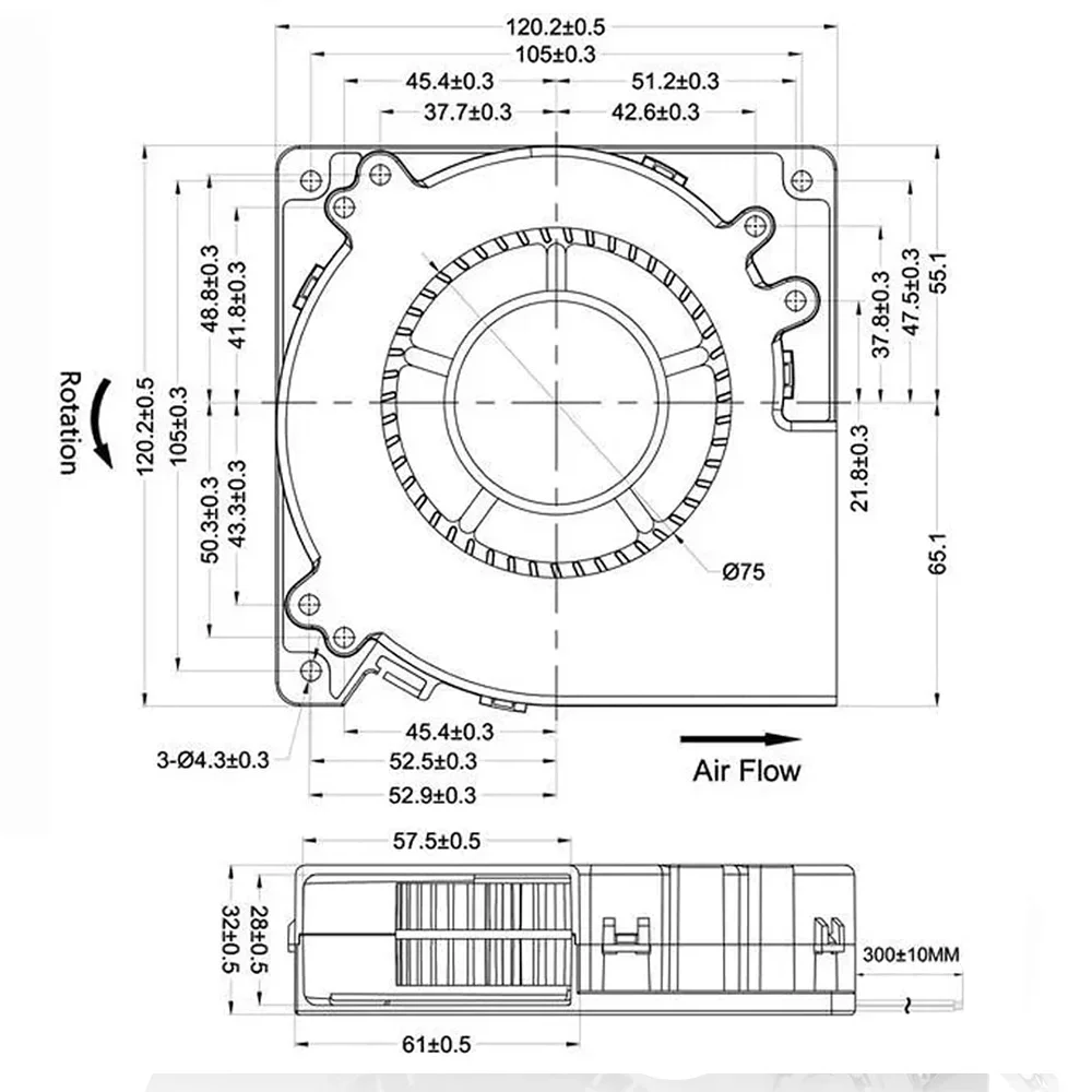 12032 Dual Ball DC Blower Centrifugal Fan 24V 4Pin... – Grandado